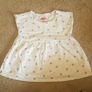Toddler girl white and purple dotted shirt